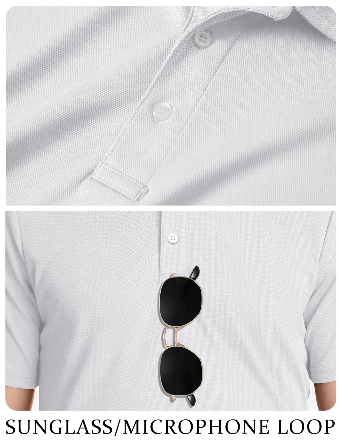 TACVASEN Mens Golf Shirt Dry Fit Mens Polo Shirts Short Sleeve Performance Golf Polos for Men with Collar Work Shirts White, 2XL