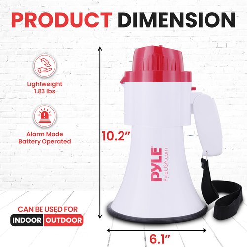 Pyle Megaphone Speaker PA Bullhorn - with Built-in Siren 30 Watt Voice Recorder & 800 Yard Range - Ideal for Football, Soccer, Baseball, Hockey, Basketball, Cheerleading Fans & Coaches - PMP35R