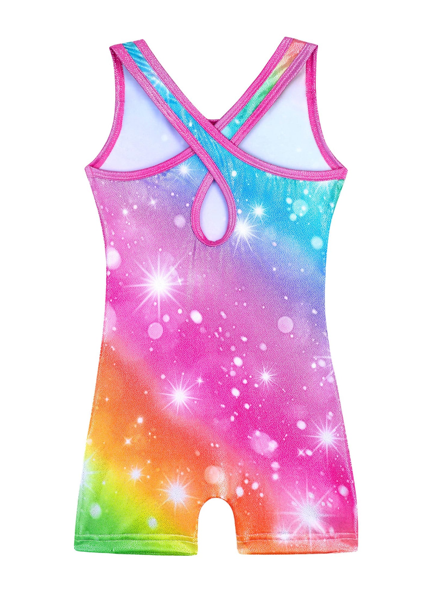 HOZIY 4t Gymnastics Leotards for Girls 3t Rainbow Hallowout Cutout Back Tumbling Outfits Biketard Practice Ropa De Niña Para Gimnasia Suit