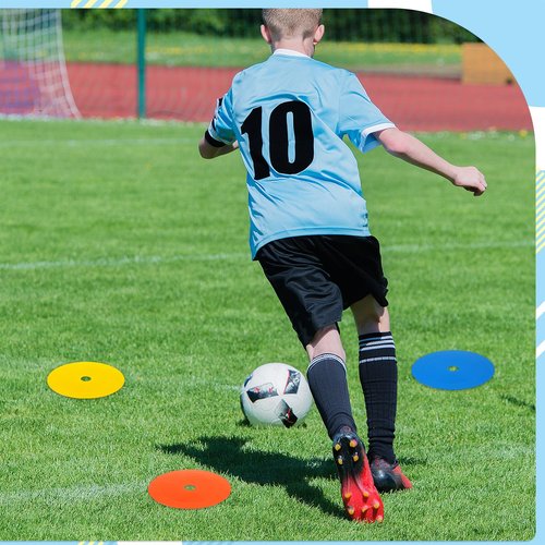 BOHUIZ 50Pcs Flat Cones Spot Markers, 6 Inches Non-Skid Floor Hole Soccer Cones Field Court Spot Markers Flat Discs for Soccer Football Basketball Speed Agility Training Gym Dance Org