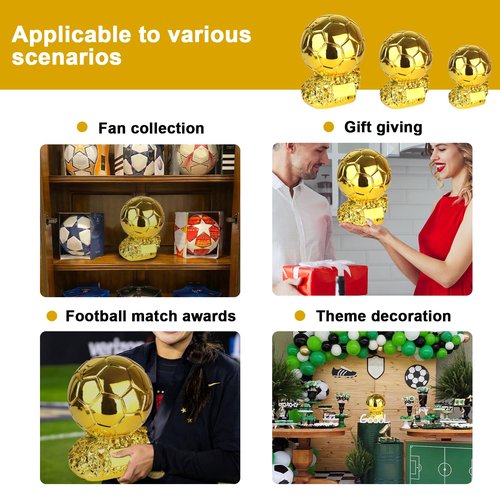 Trophy Replica, Football Trophy Decor, Soccer Ball Trophy, Resin Soccer Trophy Replica for Athlete World Cup Football Match Commemoration Memorial Award (6IN)