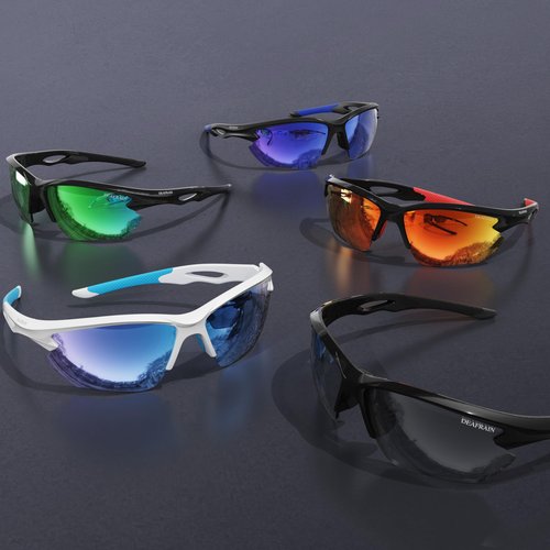DEAFRAIN Sports Sunglasses Polarized for Men Women Cycling Running Fishing Driving Baseball Athletic Black Glasses UV400 Protection