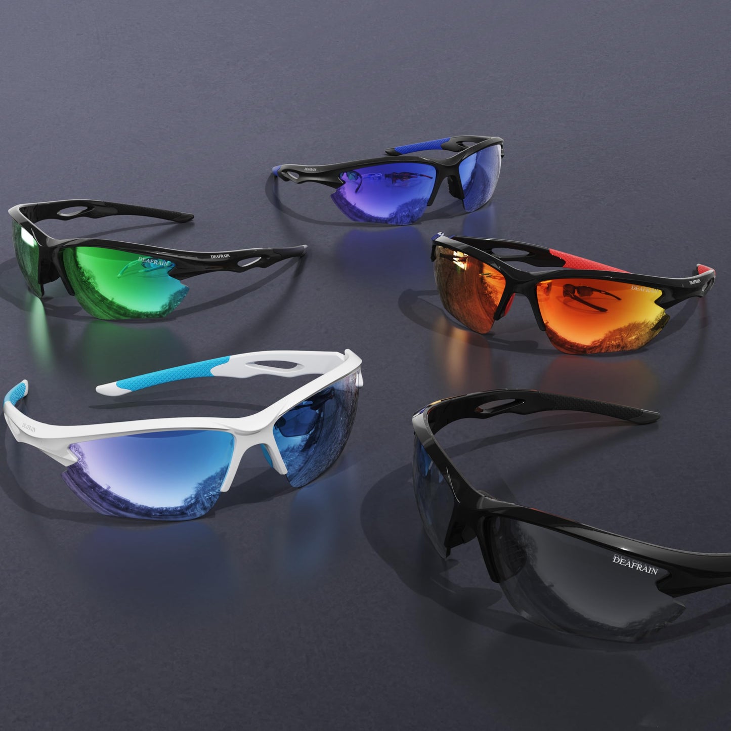 DEAFRAIN Polarized Sports Sunglasses for Men Women Cycling Running Fishing Driving Baseball Athletic Glasses UV Protection