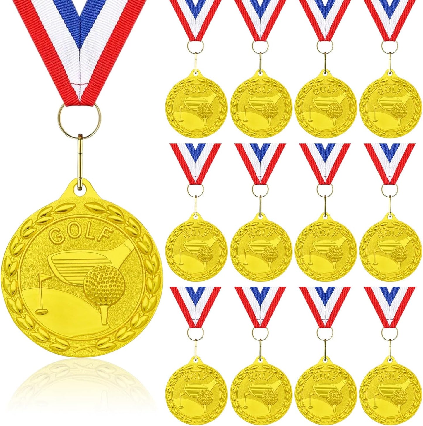 12 Pieces Gold Medals for Awards - Winner Medal Metal with Neck Ribbon Prizes for Kids, Adults, Sports Day, Spelling Bees, Competitions, Party, 2 Inches