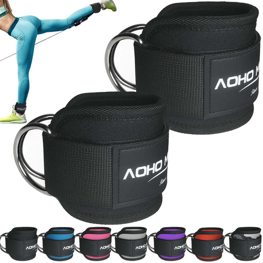 AOHO MOOON Ankle Strap for Cable Machine Attachments, Gym Accessories for Women and Men, Neoprene Ankle Cuffs for glute Kickback, Leg Workouts ande Booty Hip Abductors Exercise