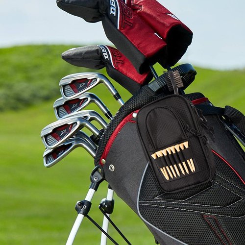 Golf Ball Bag Valuables Pouch,Golf Tee Bag Pouch Accessories with Detachable Carabiner Large Capacity Multiple Compartments can Store 12-15 Balls,Tees,Gloves,Mobile Phone and Keys
