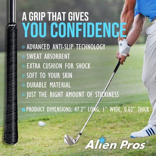 Alien Pros Golf Grip Wrapping Tapes (3-Pack) - Innovative Golf Club Grip Solution - Enjoy a Fresh New Grip Feel in Less Than 1 Minute (3-Pack, Black Stars)