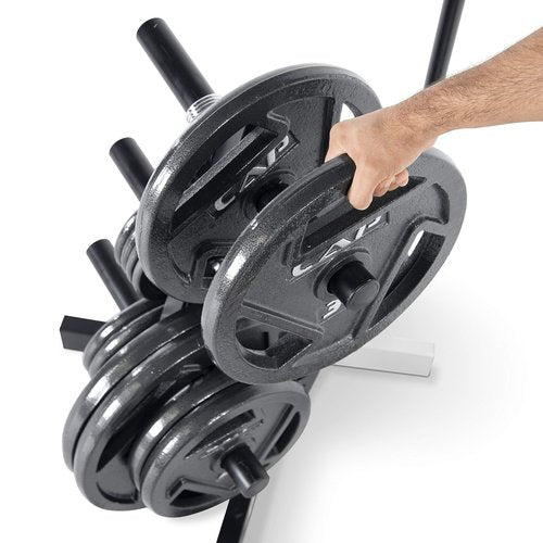 CAP Barbell Olympic Plate Tree Storage Rack for Weights and Bar, White