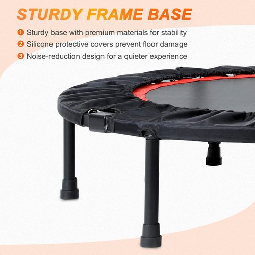 40"/48" Foldable Mini Trampoline for Adults 450/600 LB Rebounder Trampoline with Adjustable Foam Handle for Home Gym Small Exercise Trampoline for Indoor or Garden Workout