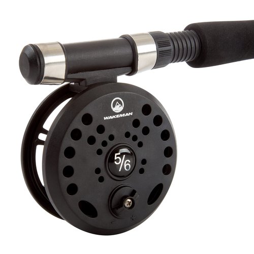 Fly Fishing Rod and Reel Combo - Including Carrying Case, Flies, and Fishing Line - Charter Series Gear and Accessories by Wakeman (Black)