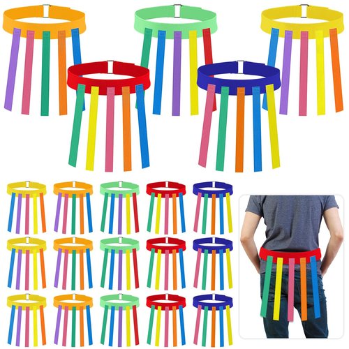 Wettarn 20 Pcs Catch Tail Game Belt Field Day Games Stretchable Catching Training Equipment Colorful Play Sets for Adults Kids Family Party Camping Outdoor Yard Picnic Carnival Games Activities