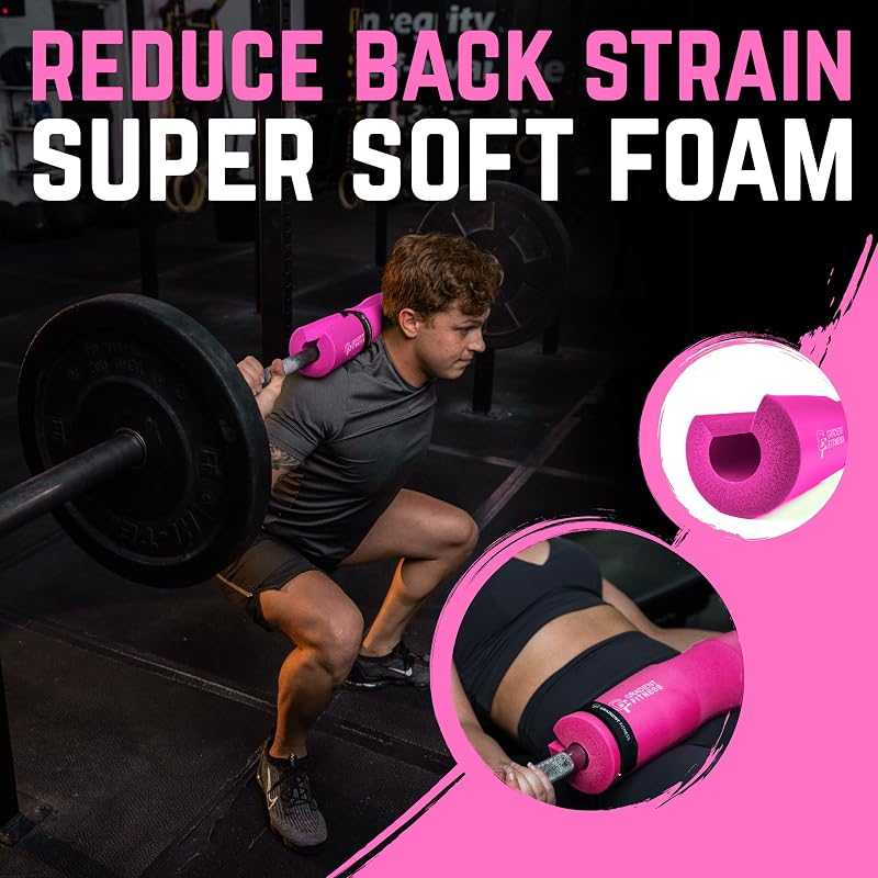 Gradient Fitness Barbell Pad with Pink Straps – Non-Slip Hip Thrust Cushion for Squats & Glutes