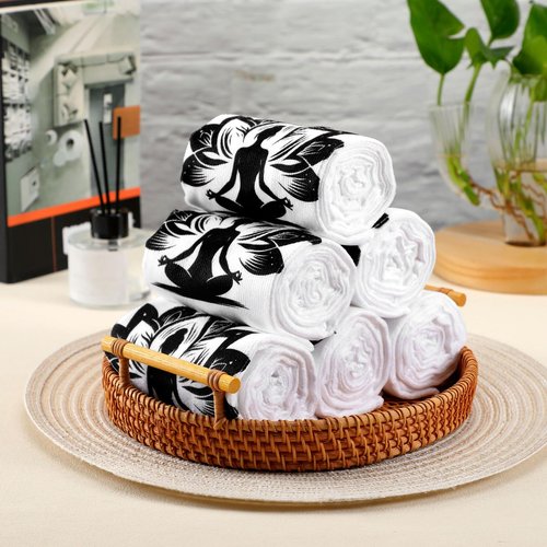 Peryiter 6 Pack Lotus Flower Meditation Yoga Hand Towels 16x26'' Microfiber Sweat Yoga Hot Towel Quick Drying Pilates Accessories Gifts for Women Gym Supplies Funny Yoga Gift for Women and Men