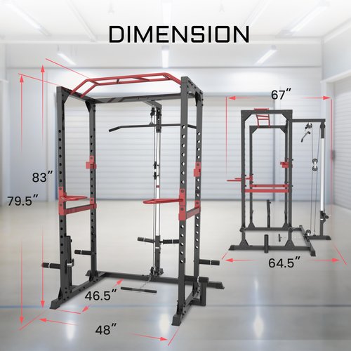Fitness Reality XLT Squat Rack with LAT Pulldown, Landmine, Weight Horn Attachments , Barbell Holder