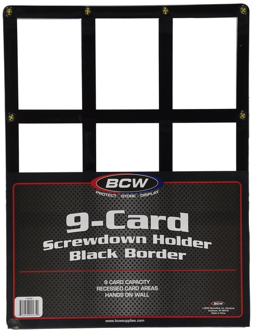 BCW Wall Mountable Trading Card Display Frame | 9 Card Screwdown Holder | Baseball Card Display Frame | High-Impact Crystal Clear Polystyrene | Ideal as a Baseball Card Frame Wall Display