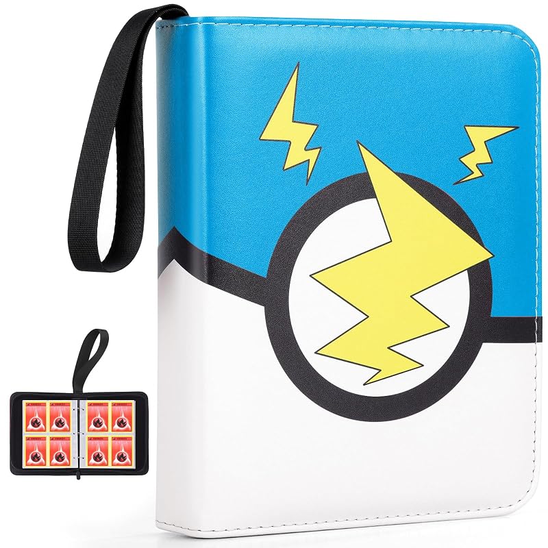 Blue Card Binder 4-Pocket with 50 Removable Sleeves - Holds 400 Cards