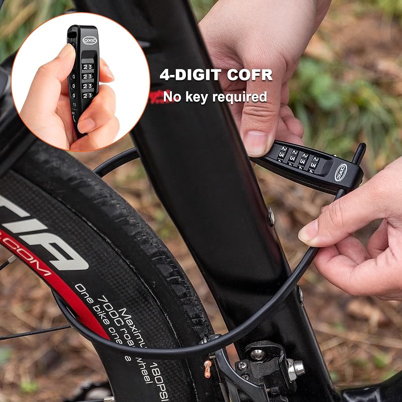 CXWXC Zip Tie Lock 4-Digit Combination Cable Lock - 45cm Black