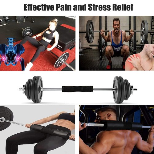 Squat Pad - Foam Barbell Pad for Squats Cushion, Lunges & Bar Padding for Hip Thrusts - Standard Weight Bar Pad - Provides Cushion to Neck and Shoulders While Training (Black)