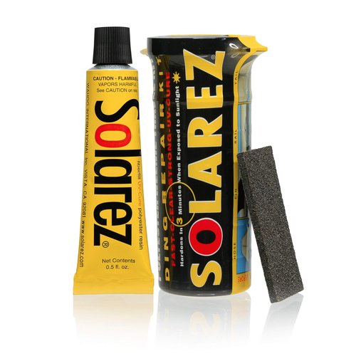 SOLAREZ UV Cure Polyester Weenie Travel Kit - Surfboard Repair Kit (0.5 Oz) Original Solar Cure Polyester Resin, Grit Sand Pad in a Watertight Capsule ~ High Strength, Non-Yellowing, Made in The USA