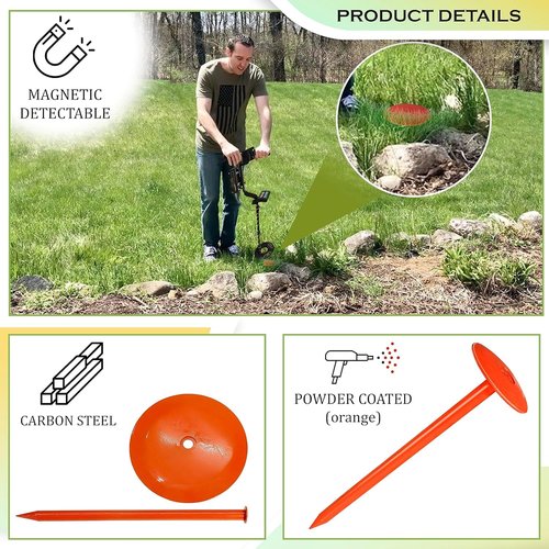 FEBTECH - Septic Tank Marker - 3.5" x 7" - Suitable Property line Markers for Protecting Your Septic Tank and Property Boundary with Solid and Sturdy Survey Stakes - Pack of 2 Pcs