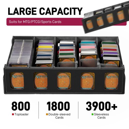 Scimi 3900+ High-Capacity Card Display Storage Box, 5-Layer Transparent Window Design (Ideal for Collectors & Beginners), Compatible with TCG/Sports Cards, Includes 34 Accessories + 1 Dice Tray(Black)