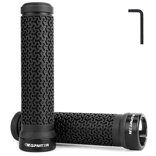 GPMTER Bike Handlebar Grips, Single Lock-on Bicycle Grips Handle Bar End Holding Locking for BMX, Mountain, MTB, Cruiser, Folding Bike, Soft Non-Slip-Rubber Rubber Hand Grip Black