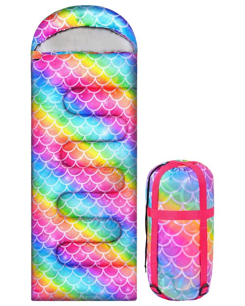 Ausletie Camping Sleeping Bag for Kids Girls Boys,3 Season Warm Sleeping Bag Waterproof Portable for Outdoors Traveling,Camping