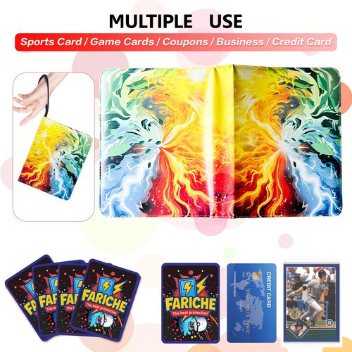 Trading Card Binder for TCG Cards, 9-Pocket Portable Card Collector Ablum Holder Book Fits 900 Cards with 50 Removable Sleeve, Waterproof BKM Card Binder Display Storage Carrying Cases for TCG-Storm