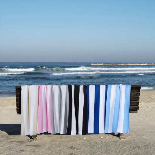 WILFA Extra Large Beach Towel - Oversized Mircofiber Beach Towel 40'' x 70'', XL Striped Lightweight Pool Towel, Big Cabana Swim Travel Towel for Adults Mens Women,Pink