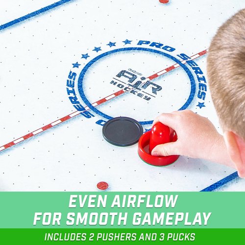 GoSports 48 Inch Air Hockey Arcade Table for Kids - Includes 2 Pushers, 3 Pucks, AC Motor, and LED Scoreboard - Oak or Black