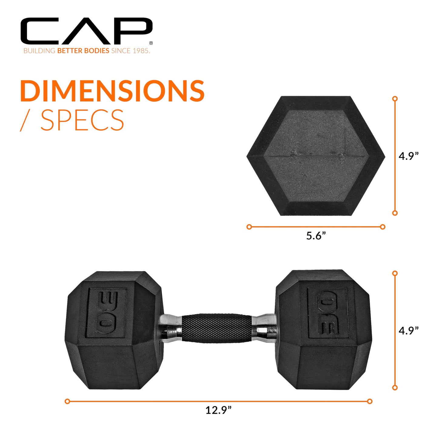 CAP Barbell Coated Dumbbell Weights with Padded Grip, Single, 30 LBS