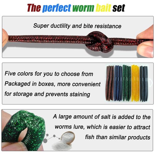 40PCS Senko-Style Stick Baits with Box - Senko Worms for Bass Fishing | 5.5" Wacky Rig Ready Lures