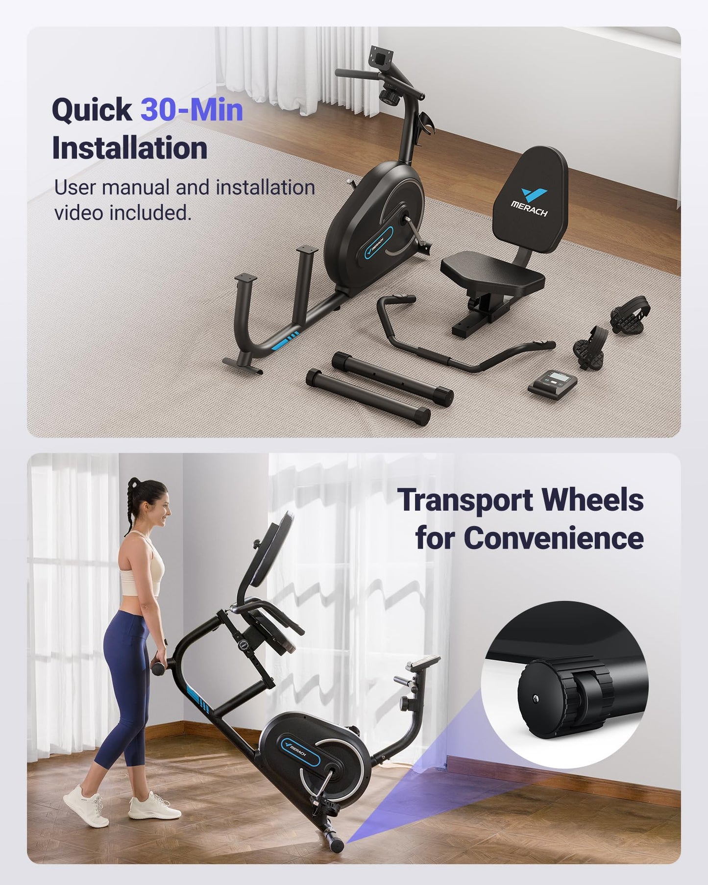 MERACH Recumbent Exercise Bikes for Home with Smart Bluetooth Equipment Exercise Bikes App,LCD,Heart Rate Handle Stationary Bikes for Home, Magnetic Recumbent Exercise Bike for Seniors Gym S08/S23