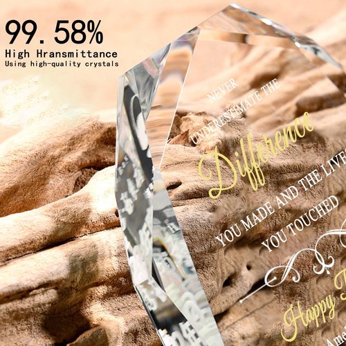 UPTHIC Personalized 7" Retirement Crystal Awards with Solid Wood Base, Congratulations Plaque Personalized, Appreciation Retirement Gifts for Man, Woman, Boss, Manager