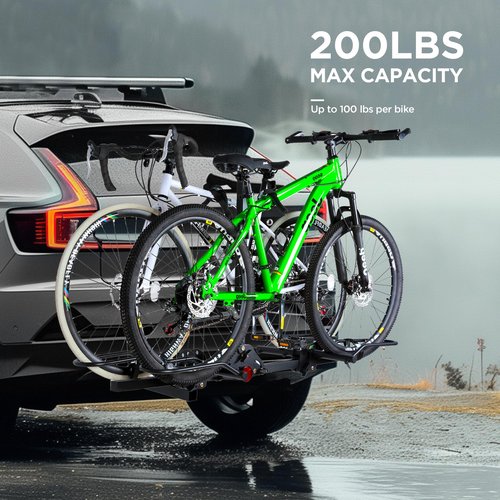 POLESTAR Bike Rack Hitch with Lock, 200 lbs Hitch Mount 2-Bike Rack, Foldable Platform Mount for E-Bike, Up to 5" Fat Tire Bicycle and Standard, fits Car Trucks SUVs RVs Camper Trailer, 2" Receiver