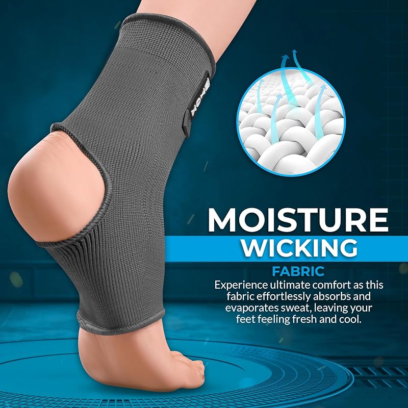 Ankle Support Sleeve for Sprained Akle - WYOX Grey S/M, Men & Women - For Running, Gym, Boxing