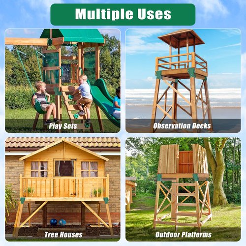 SELEWARE Deer Stand Brackets 4-Pack, Outdoor 4x4 Compound Angle Brackets, Elevator Bracket, Multi-Use Platform Bracket for Deer Stand, Hunting Blinds, Shooting Shack, Observation Decks, Tree Houses