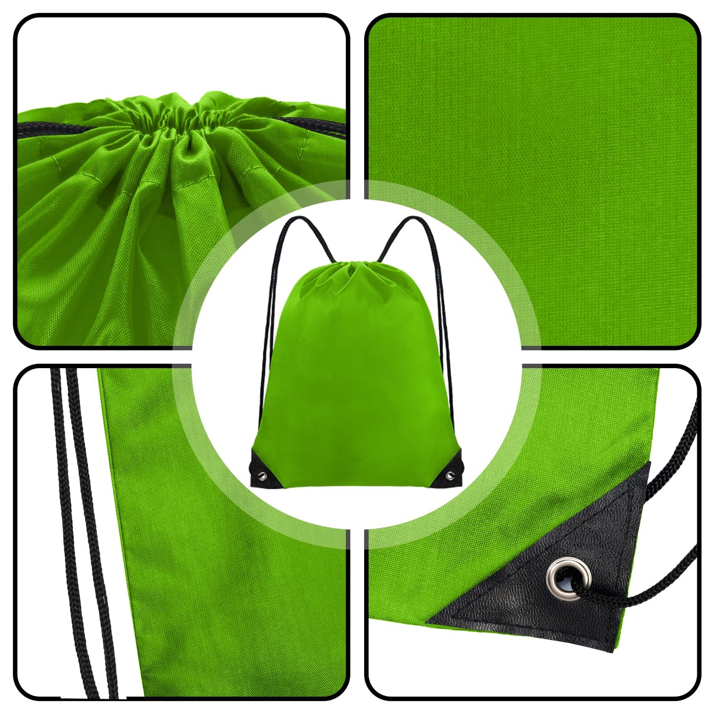 Grneric Drawstring Bags 28 PCS Drawstring Backpack Bulk String Backpack Cinch Bag Sackpack for Men Women Gym (Green)