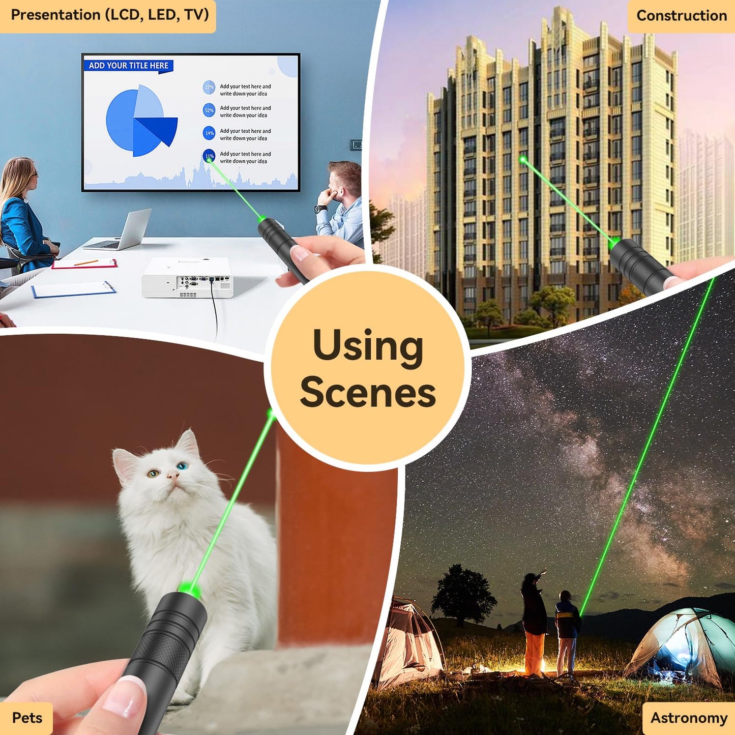 [Professional] Rechargeable Green Laser Pointer High Power Green Beam Light Long Distance Range For TV/LED/LCD Screens Tactical Flashlights Presentation Office/Outdoors/Astronomic/Construction [007]