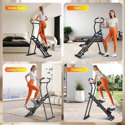FitNexus Foldable Stair Stepper Machine for Home Gym - 350LB Capacity Cardio Climber with LCD Monitor, Non-Slip Pedals & Handbar - Compact Vertical Stepping Exercise Equipment for Legs & Glutes