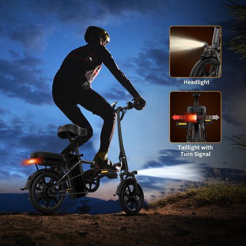 VOLPAM Electric Bike for Adults, Foldable Ebike 500W Motor, 14" Electric Bicycle with 499.2/749Wh Removable Battery, Up to 22MPH, 35 Miles(PAS Range), Front & Rear Suspension Commuter E Bikes
