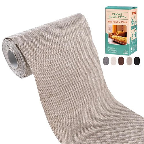 Autrends Canvas Repair Tape,Fabric Repair Patch,4×70 Inches,Outdoor Gear Patch, Waterproof,Self-Adhesive for Repairing Boat Covers,Tents,Sofas,Patio Umbrellas,Lounge Chairs,Awnings Beige2.0