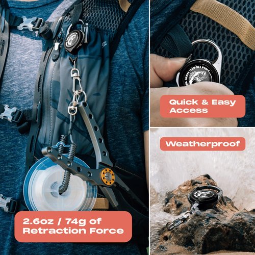 HOOK-EZE Fly Fishing Zinger Retractor for Anglers Vest, Pack of 3 - Fishing Gear and Equipment for Nippers, Forceps, Fly Float Ant, Belt Loops & Backpack