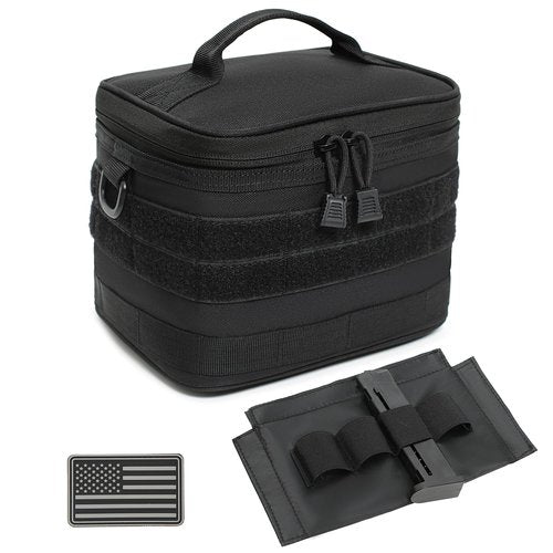Small Tactical Camping Storage Bag with US Flag Patch - Ammo Bag with Detachable Inner Mag Slots Panel, Tactical Molle Admin Pouch,Utility Laser Cut EDC Tool Pouch Bags (Small Bag)