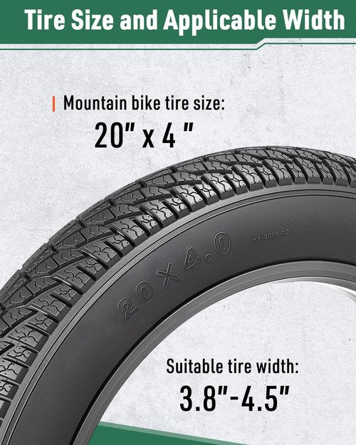 Fitense Fat Bike Tire, 20x4 inch Fat Tire and Tube Set, Folding Replacement Fat Electric Bike Tires with AV 33 MM Schrader Valve, with Street or Trail Riding