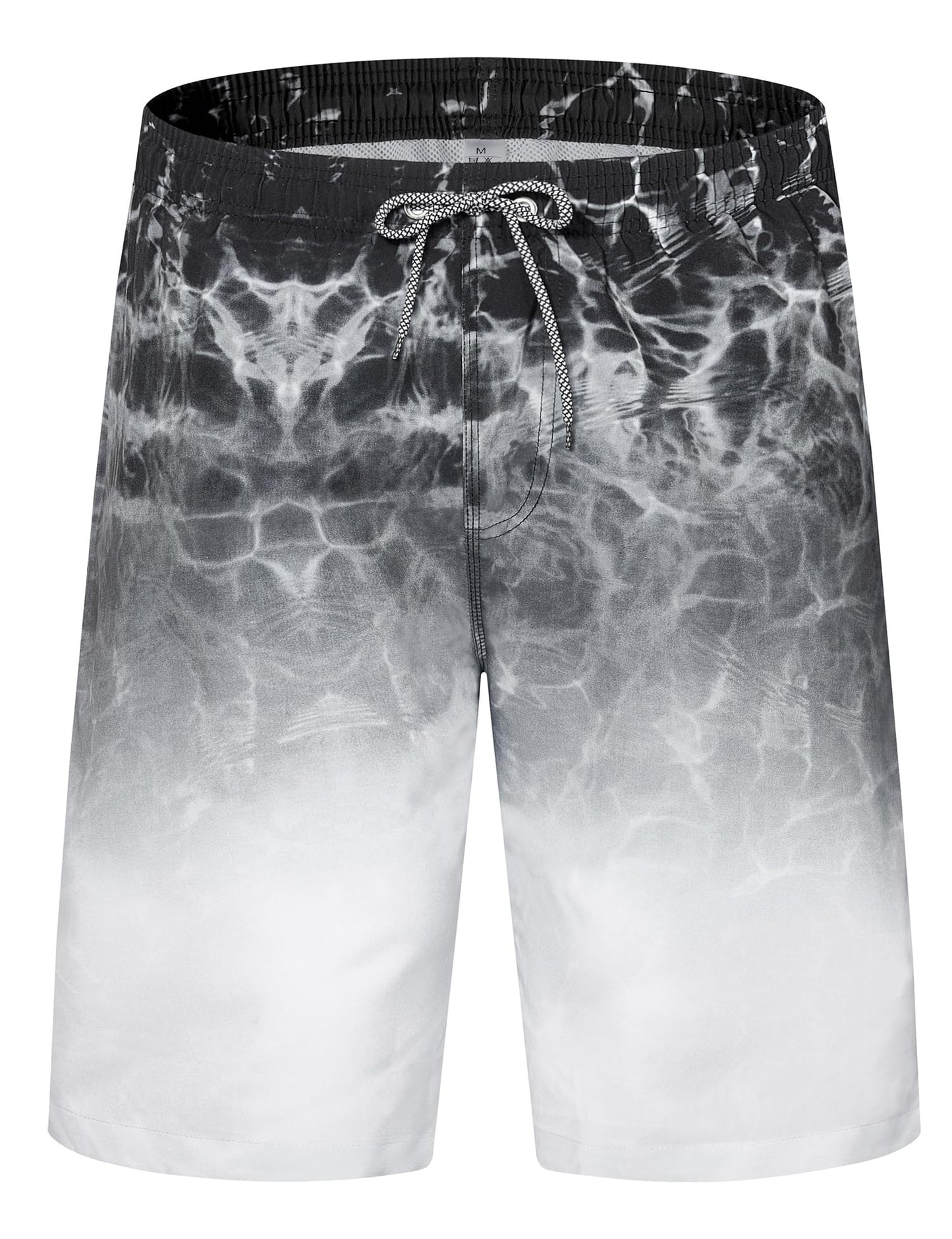 ELETOP Men's Swim Trunks Quick Dry Bathing Suit Swimming Board Shorts Mesh Lining Beach Swimwear Ripple Grey 4XL