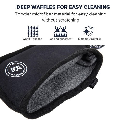 Golf Club Cleaner for Golf Bag - Golf Ball Cleaner Pouch - Waterproof Inside and Dry Outside - Golf Club Brush and Groove Cleaner in One - Golf Ball Washer - Golf Club Bag Accessories