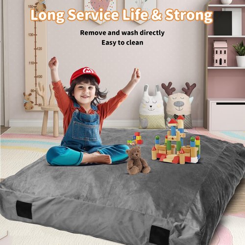 WOUDY Crash Pads for Kids Sensory, Sensory Crash Pads for Autistic Children, Crash Pads Sensory Pads, Crash Pads, for Children and Adults,with Washable Cover (5 feet x 5 feet) Gray