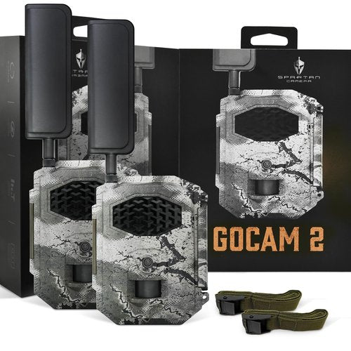 Spartan Camera 2025 Upgrade 2 Pack GoCam2 Cellular APP Control Trail Camera, 4G LTE, 1080P Video, FHD Photos, No Glow, Night Vision, Motion Activated, IP65 Water Resistant(Spartan Areus,Multi-carrier)