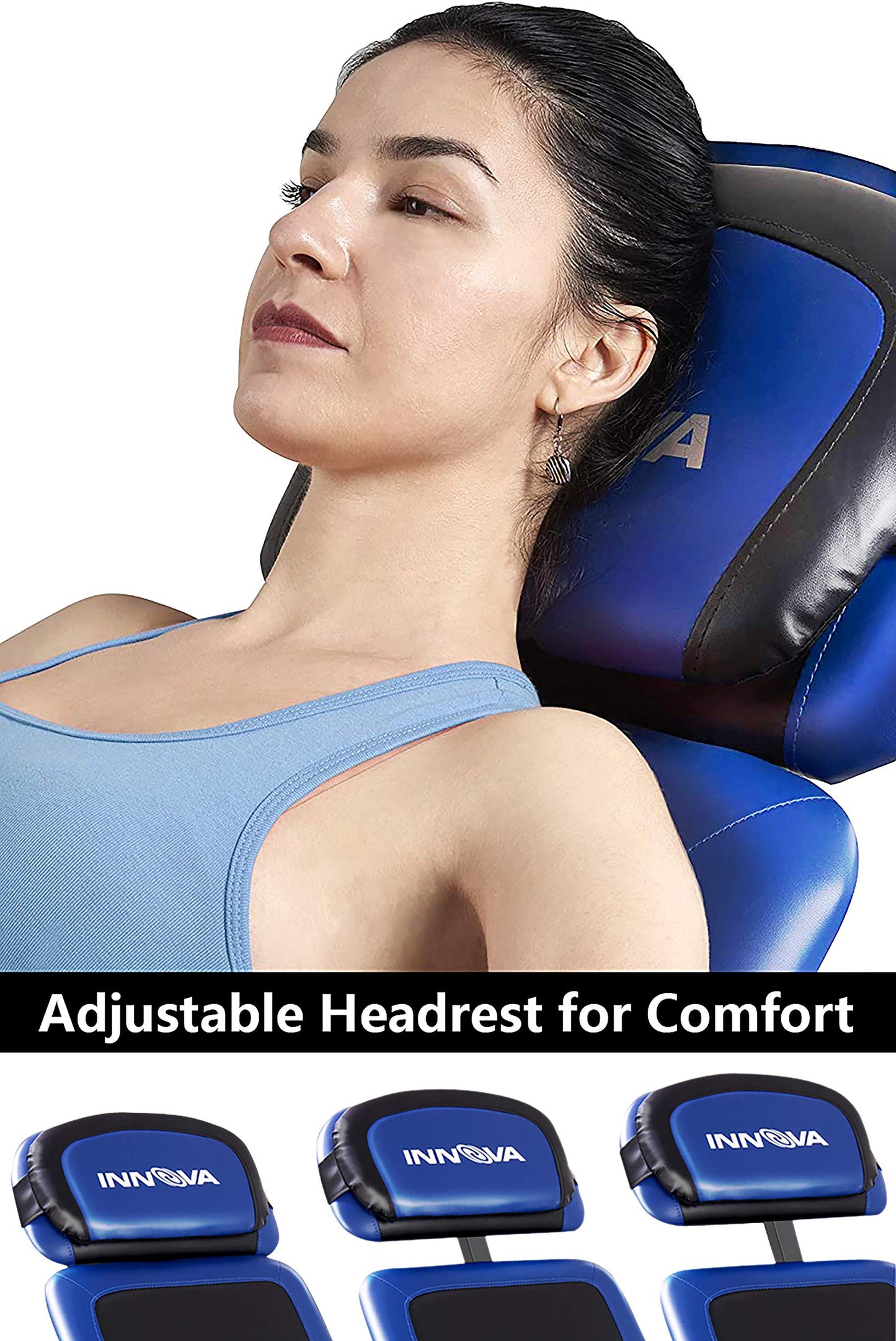 INNOVA HEALTH AND FITNESS ITM4800 Advanced Heat and Massage Inversion Table,Black/ Blue / Gray